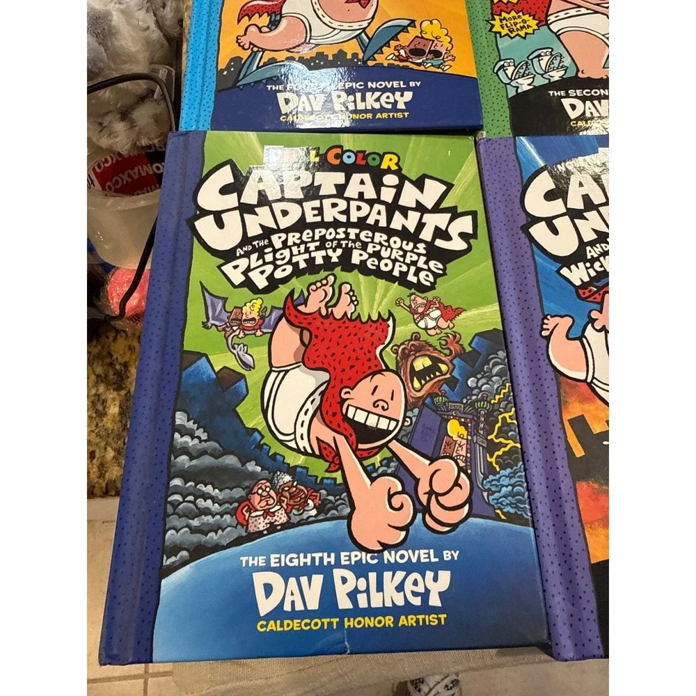 Captain Underpants Hardcover Book Lot Dav Pilkey Full Color 7 Books Scholastic